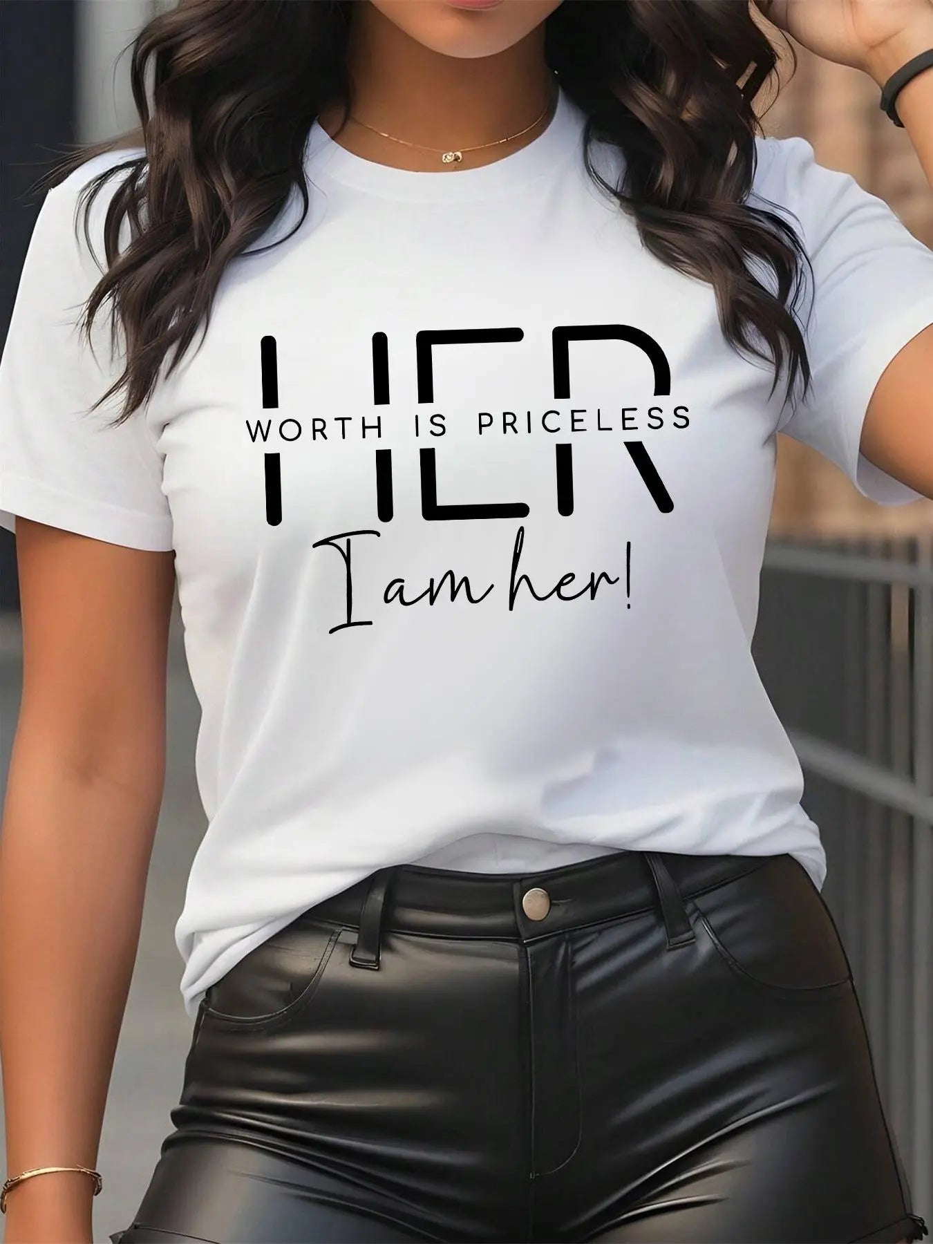 Women's Letter Print Round Neck Tee, Womenswear, Casual Short Sleeve Crew Neck T-Shirt for Summer, Fashion Women's Top for Daily Wear, Casual Tops