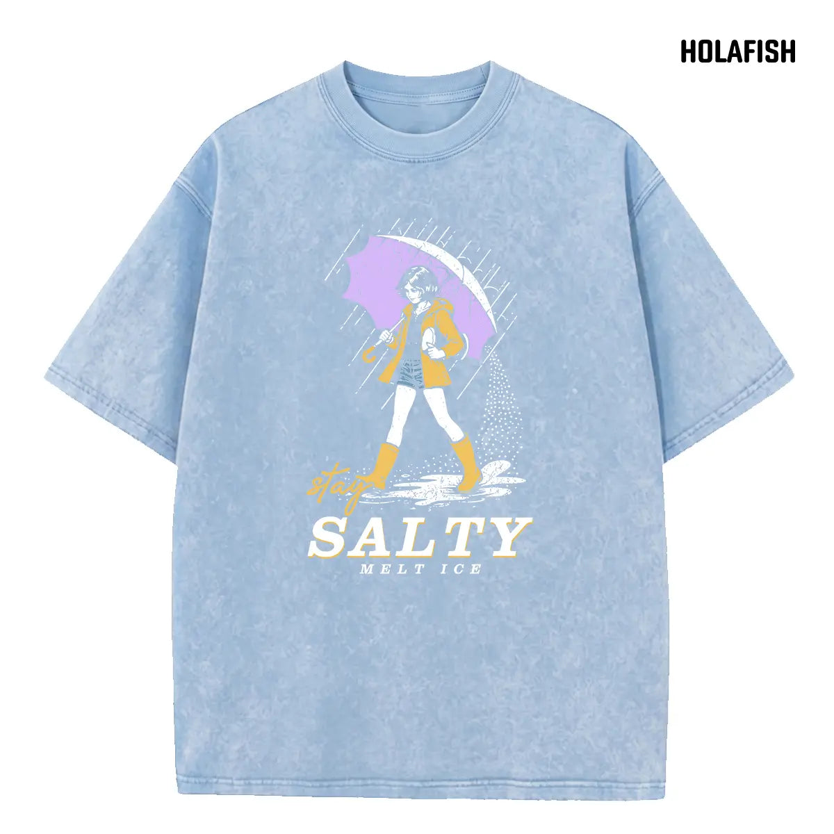 Holafish Women's Vintage Acid Wash Graphic Tee, Soft Cotton Short Sleeve Top, Casual Relaxed Fit Crewneck for Layering, Jeans