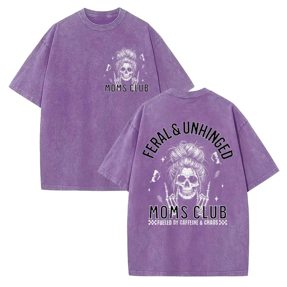 “Mom Life Feral & Unhinged T-Shirt | Caffeine Fueled Mom Humor Tee”