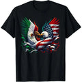 100% Cotton Unisex America Mexico Flag Vintage Mexican Roots American T-Shirt Vintage Graphic Casual Men's Women's Tee