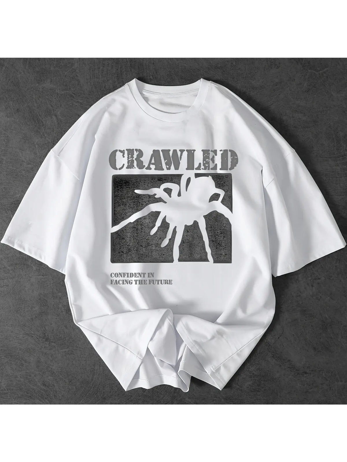 Men's Summer Vintage Spiderweb Print Cropped Casual T-Shirt, Dark Style