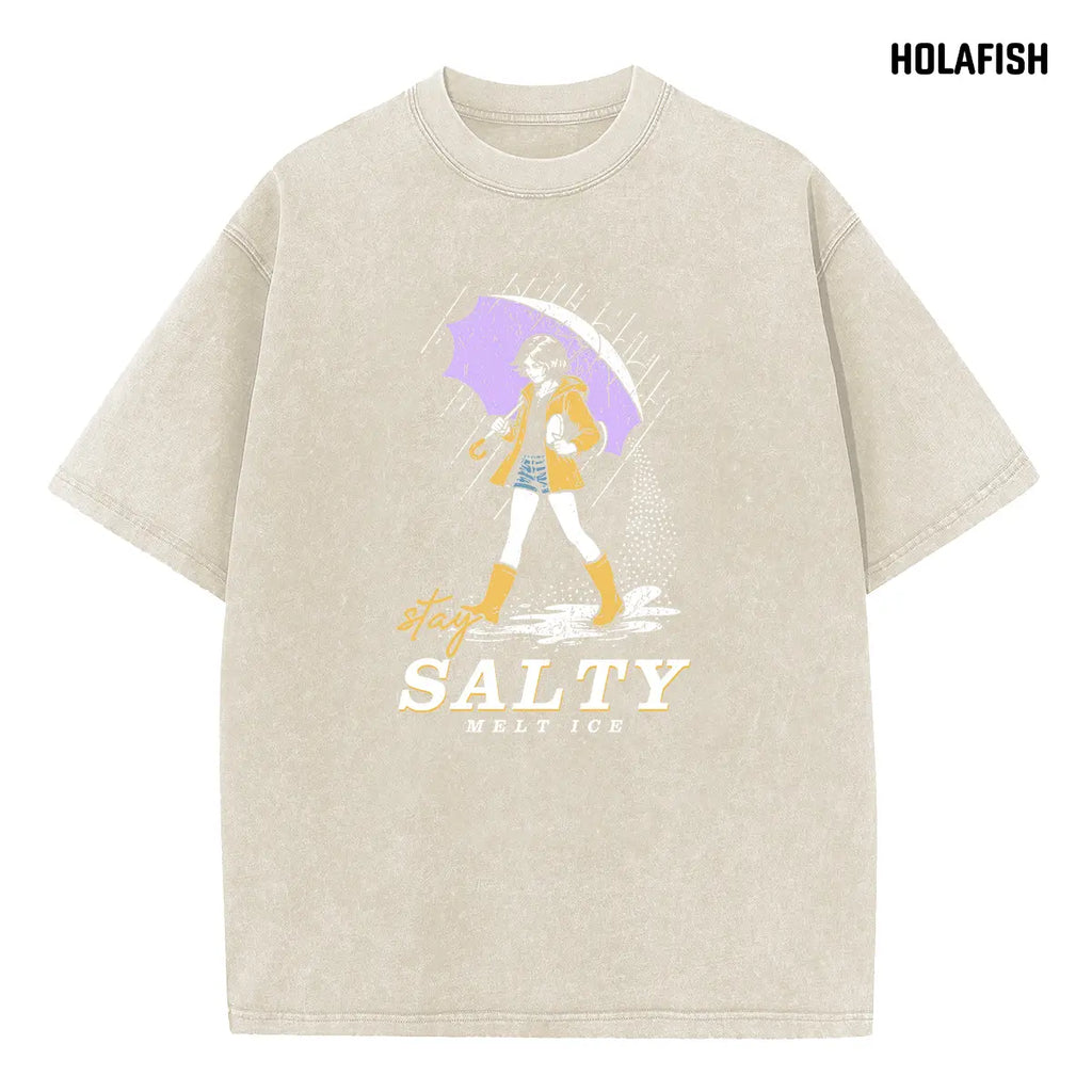 Holafish Women's Vintage Acid Wash Graphic Tee, Soft Cotton Short Sleeve Top, Casual Relaxed Fit Crewneck for Layering, Jeans