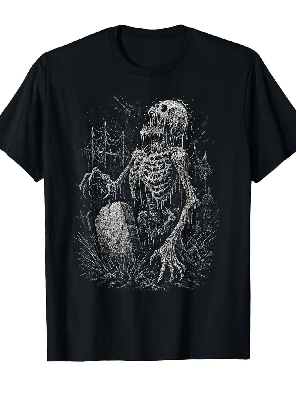 Men'S Zombie Skeleton Undead Horror Graphic T-Shirt - Soft Gothic Heavy Metal Inspired Tee with Graveyard Art, Short Sleeve Crew Neck Casual Shirt for Halloween, Themed Events & Casual Attire