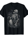 Men'S Zombie Skeleton Undead Horror Graphic T-Shirt - Soft Gothic Heavy Metal Inspired Tee with Graveyard Art, Short Sleeve Crew Neck Casual Shirt for Halloween, Themed Events & Casual Attire