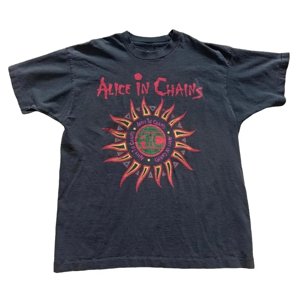 Vintage 90s Alice In Chains Sun Shirt - Grunge Rock Band Tee Short Sleeve Band Music Merch Vintage, Gift for Men Women Unisex  Aesthetic Boho Graphic Tshirt Tee Top Womenswear Streetwear Summer CasualTshirt