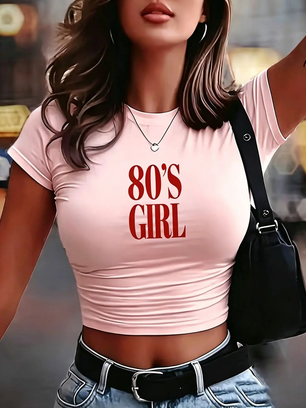 Women's Y2K Letter Print Short Sleeve T-Shirt, Vintage 90s Graphic Tee, Casual Fitted Round Neck Summer Top
