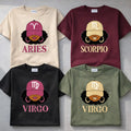 All 12 Zodiac Slay Girl T-shirt – Glitter Astrology Hat Graphic for Adults, Full Horoscope Star Sign Collection with Bold Zodiac Letter Design, Unisex Astrology Gift for Men & Women