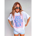 Big Jesus Fan Graphic Top-Loose-Fit Easy Relaxed Style,