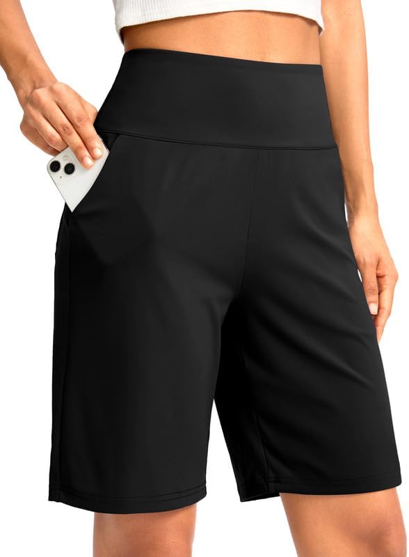 G Gradual Women's Bermuda Long Shorts with Pockets 9"/7"/5" High Waisted Shorts for Women Walking Athletic Workout