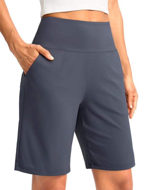 G Gradual Women's Bermuda Long Shorts with Pockets 9"/7"/5" High Waisted Shorts for Women Walking Athletic Workout