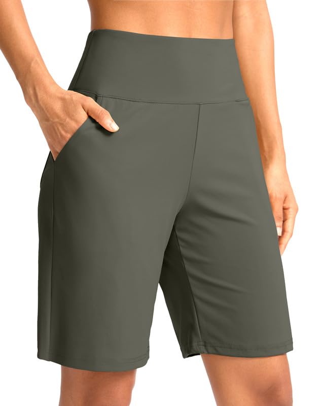 G Gradual Women's Bermuda Long Shorts with Pockets 9"/7"/5" High Waisted Shorts for Women Walking Athletic Workout