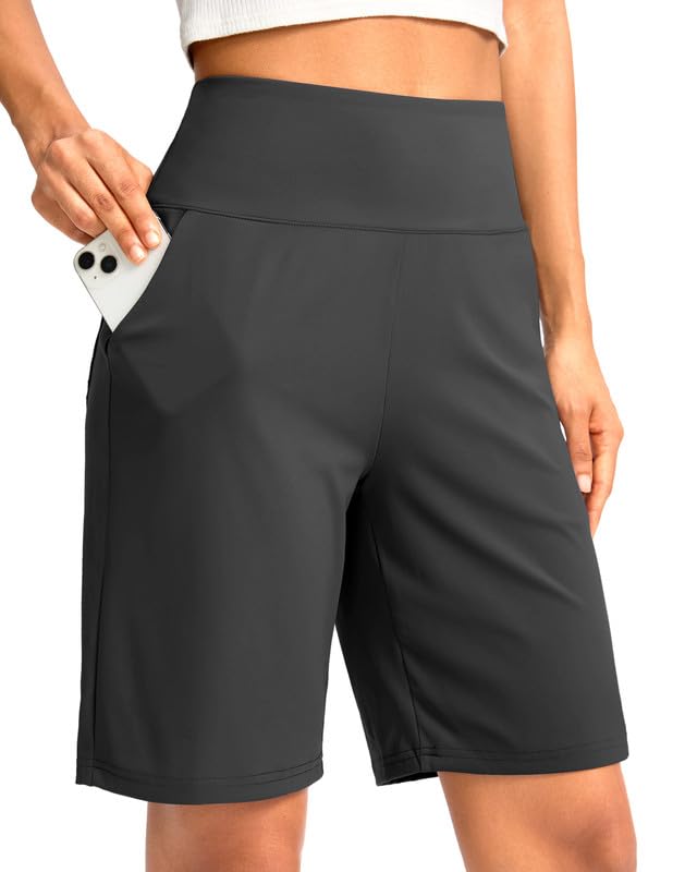 G Gradual Women's Bermuda Long Shorts with Pockets 9"/7"/5" High Waisted Shorts for Women Walking Athletic Workout