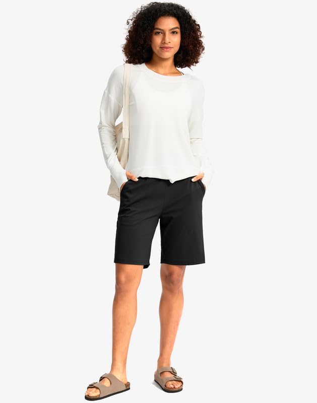 G Gradual Women's Bermuda Long Shorts with Pockets 9"/7"/5" High Waisted Shorts for Women Walking Athletic Workout