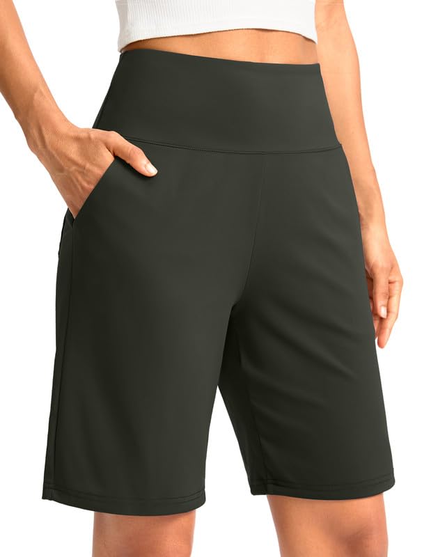 G Gradual Women's Bermuda Long Shorts with Pockets 9"/7"/5" High Waisted Shorts for Women Walking Athletic Workout