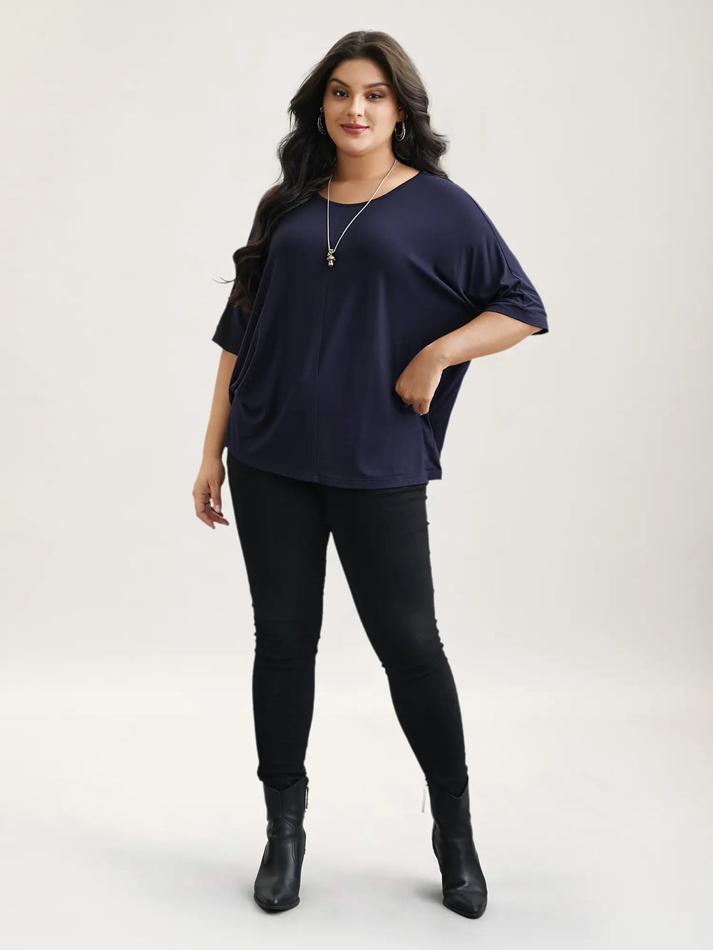 BLOOMCHIC Women's Plus Size Minimalist T-Shirts,  Garment Trendy Tops Casual Loose-Fit High-Stretch Sleeves Supersoft Round Neck Plain Style [M-6X] 2026 Summer Vibes Basic Tshirt Swimweek,summeroutfits,Summer wins,Deals for you days,