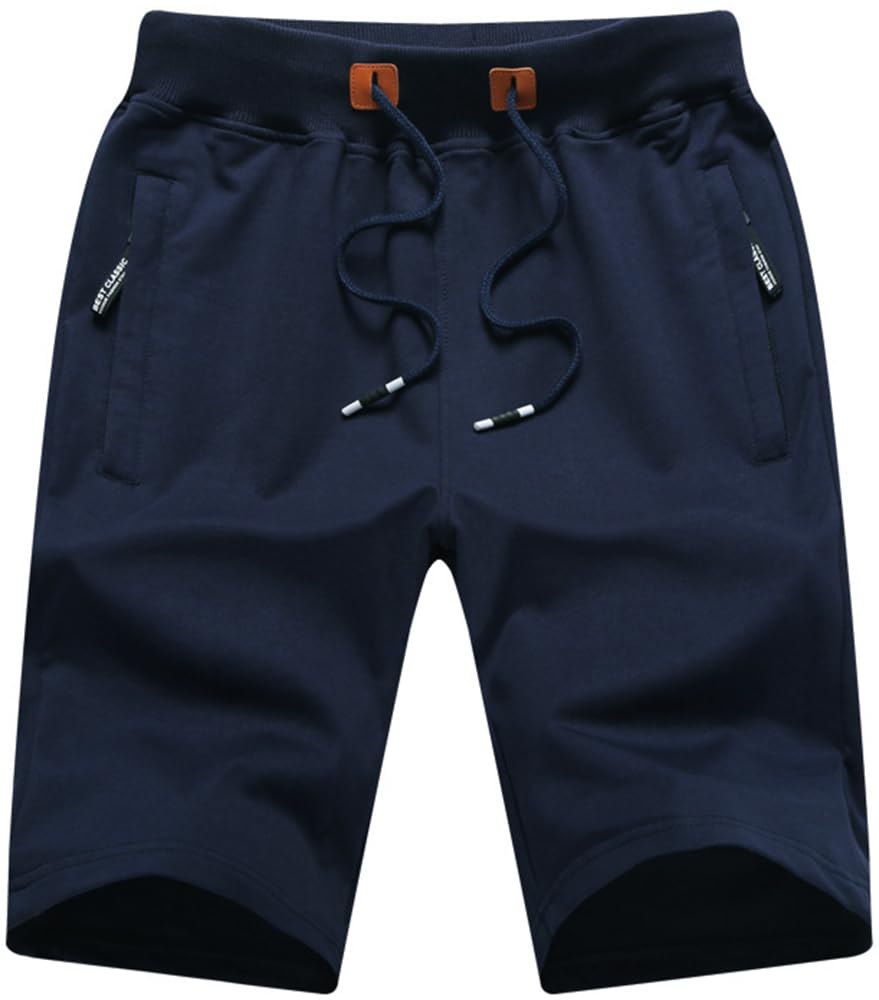 QPNGRP Mens Shorts Casual Drawstring Zipper Pockets Elastic Waist