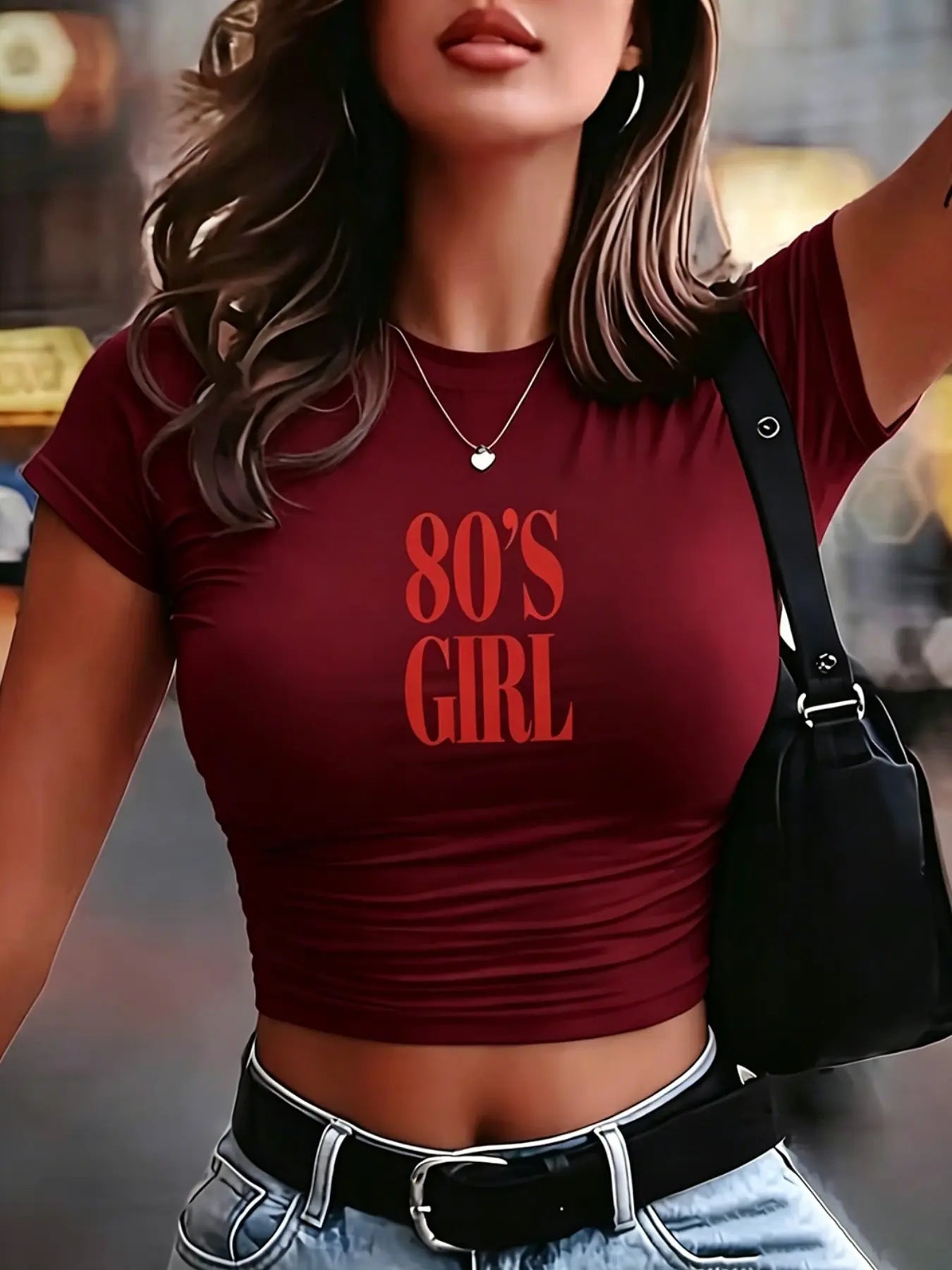 Women's Y2K Letter Print Short Sleeve T-Shirt, Vintage 90s Graphic Tee, Casual Fitted Round Neck Summer Top