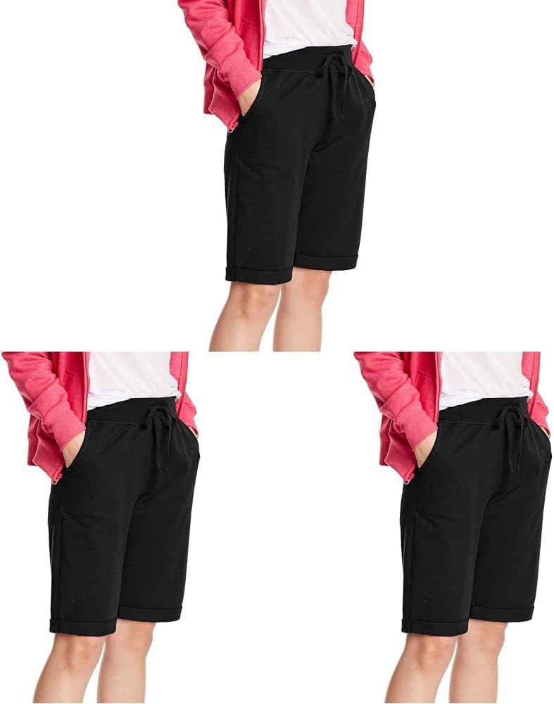 Hanes Women's Shorts, French Terry Bermuda Pocket Shorts, Jersey Knit Fleece Shorts, Women's Bermuda Shorts, 11"