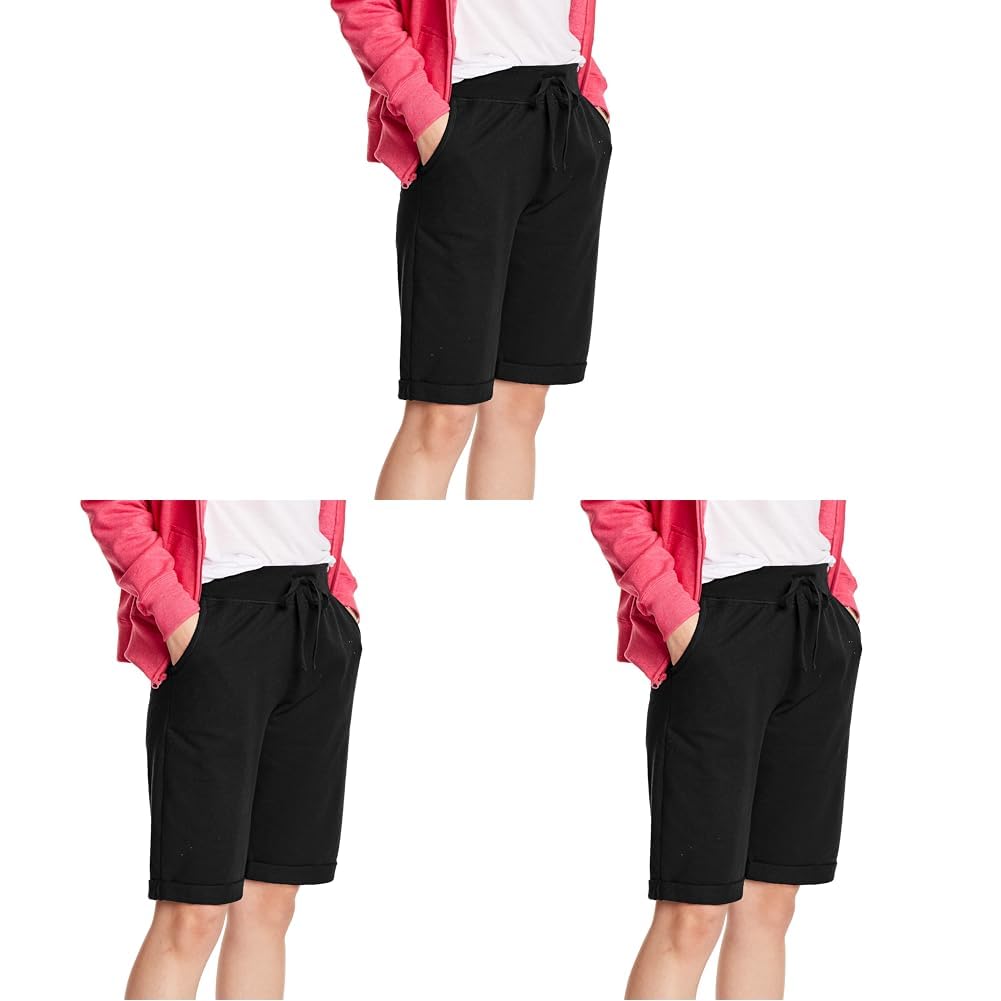 Hanes Women's Shorts, French Terry Bermuda Pocket Shorts, Jersey Knit Fleece Shorts, Women's Bermuda Shorts, 11"
