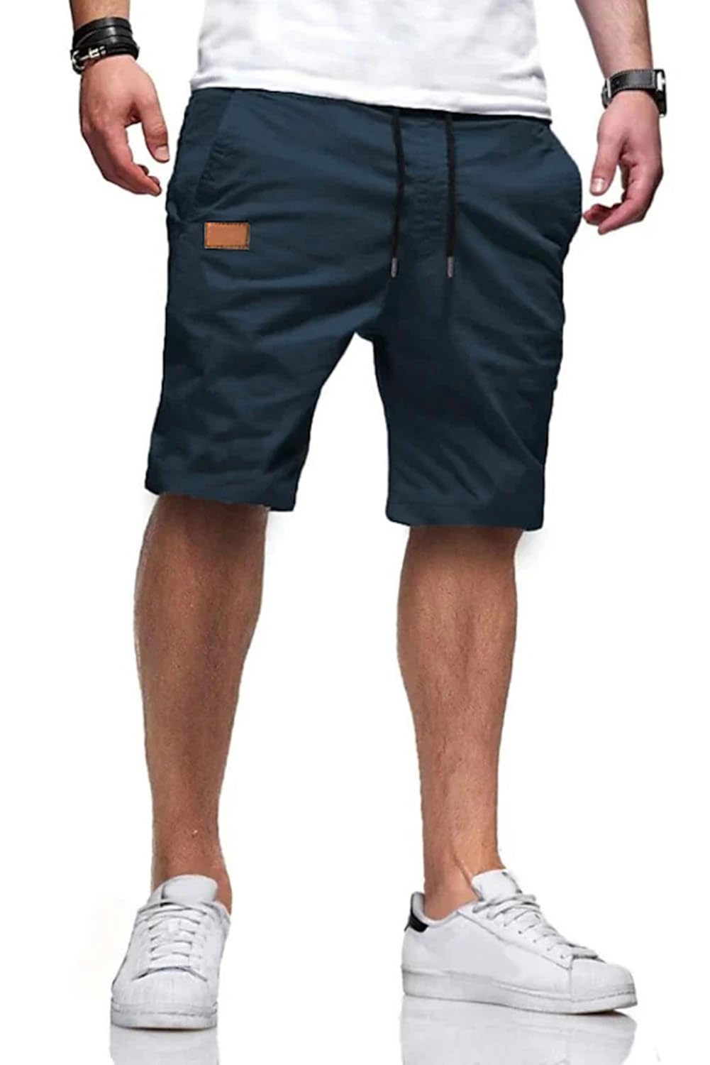 JMIERR Mens Cotton Stretch Shorts Casual Drawstring Twill Chino Shorts | Drawstring Waist, Phone Pockets, Golf, Summer Beach Cruise Outfits, Machine Wash