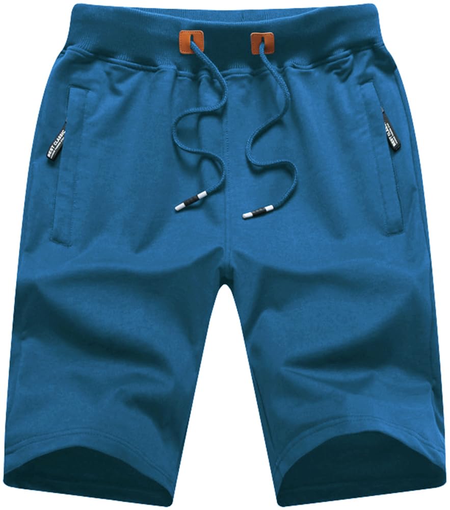 QPNGRP Mens Shorts Casual Drawstring Zipper Pockets Elastic Waist
