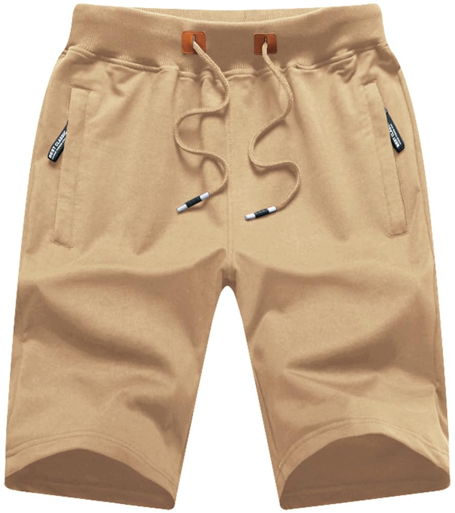 QPNGRP Mens Shorts Casual Drawstring Zipper Pockets Elastic Waist