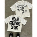 High Street Religious Themed Tee Featuring We Are Creations Of God Slogan Unisex Cotton T Shirt