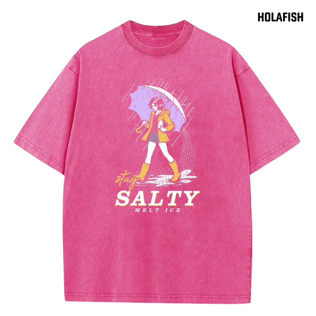 Holafish Women's Vintage Acid Wash Graphic Tee, Soft Cotton Short Sleeve Top, Casual Relaxed Fit Crewneck for Layering, Jeans