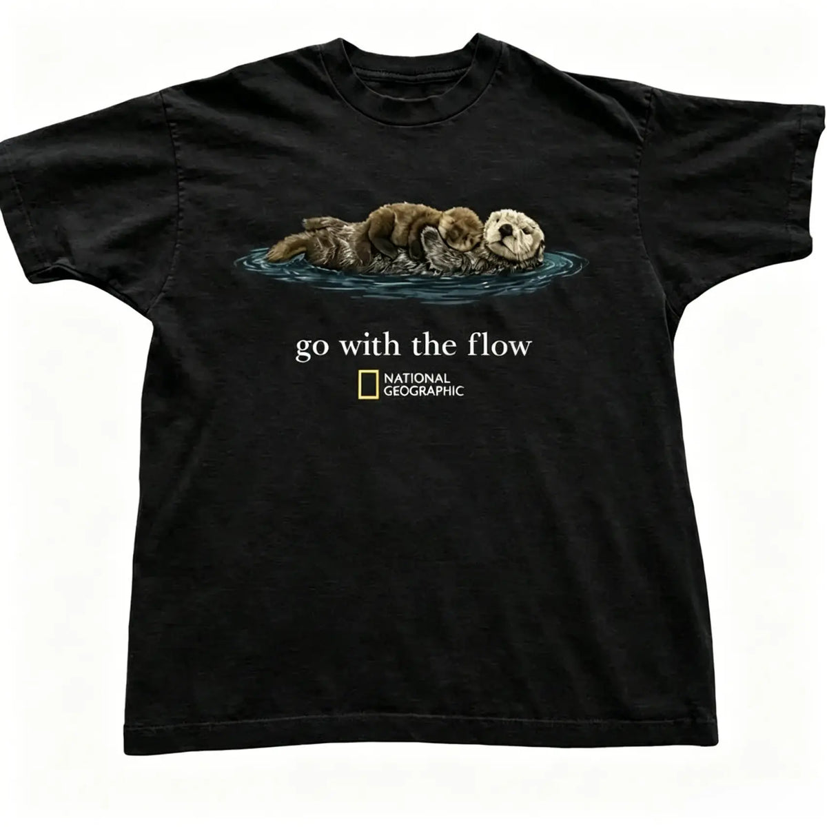 [Sale off up to 50%25] Otter Go With The Flow Graphic T-Shirt Unisex Vintage Style Animal Lover Gift Cute Sea Otter Tee Nature Inspired Shirt