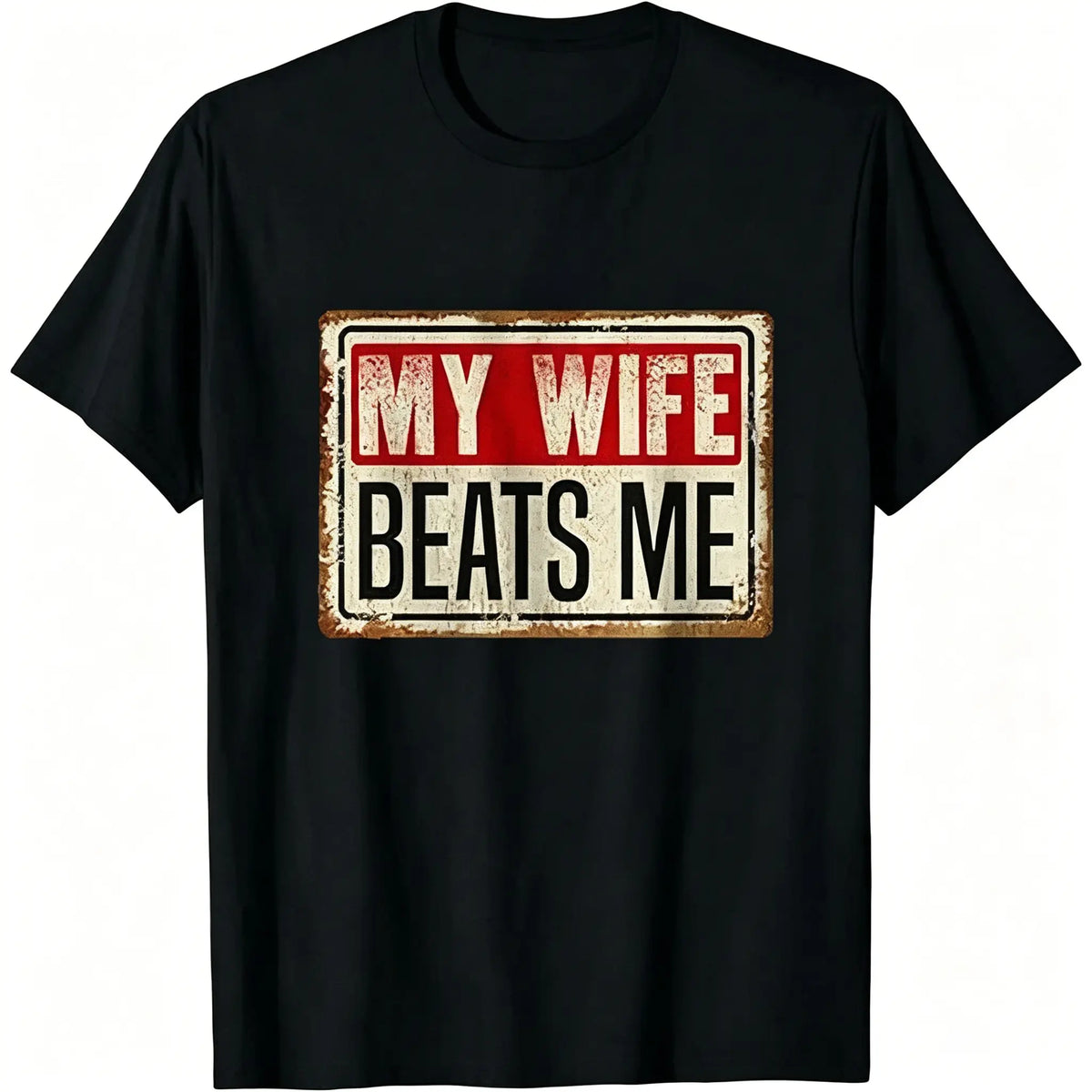 Cotton Short Sleeve T-Shirt Funny My Wife Beats Me Shirt, American Flag Husband and Wife Shirts, Husband Shirt for Men, Father's Day Gift, Tshirt Unisex