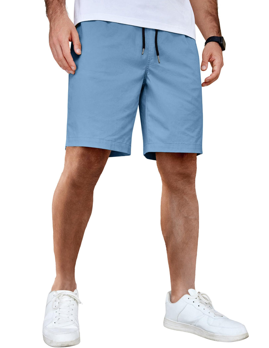 COOFANDY Men's Casual Shorts Cotton Elastic Waist Drawstring Shorts Lightweight Summer Beach Shorts
