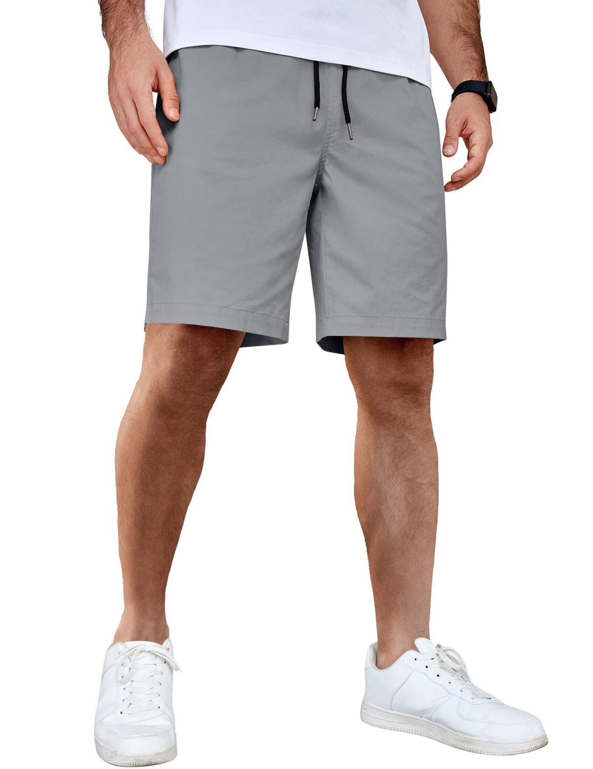 COOFANDY Men's Casual Shorts Cotton Elastic Waist Drawstring Shorts Lightweight Summer Beach Shorts