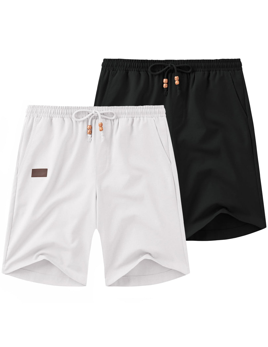 COOFANDY Mens Casual Linen Shorts Elastic Waist Drawstring Loose Fit Summer Beach Vacation Shorts with Pockets