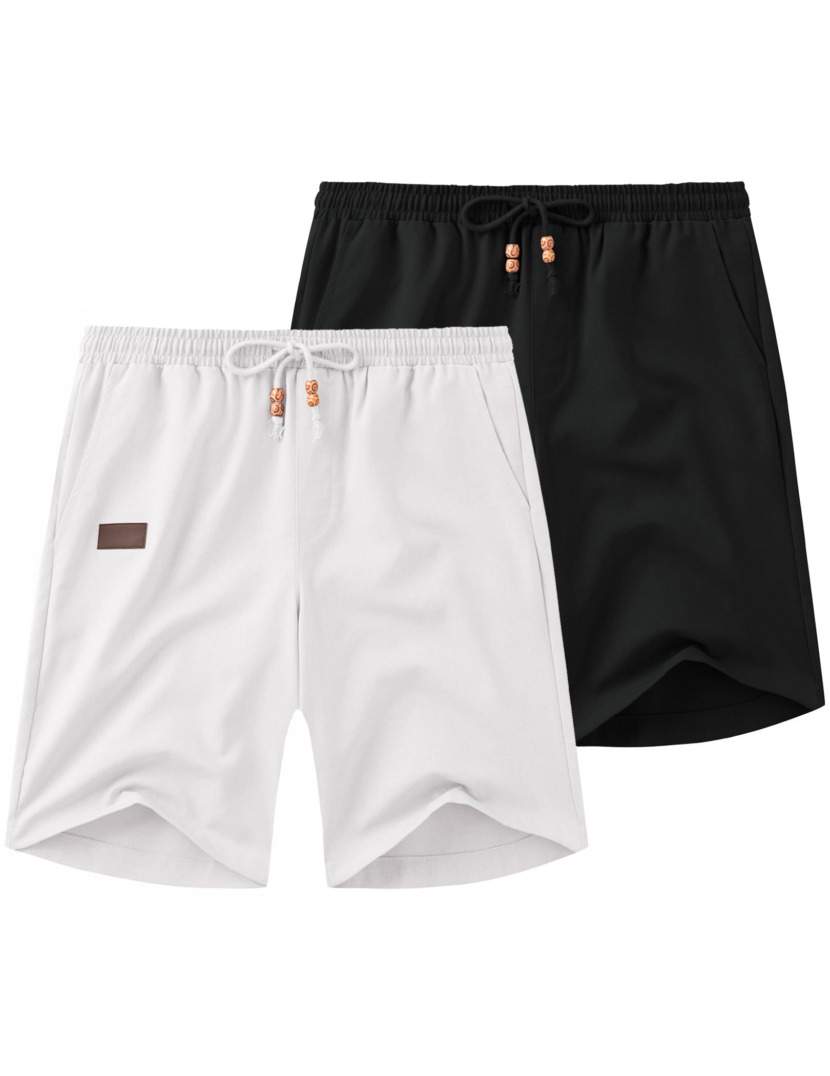 COOFANDY Mens Casual Linen Shorts Elastic Waist Drawstring Loose Fit Summer Beach Vacation Shorts with Pockets