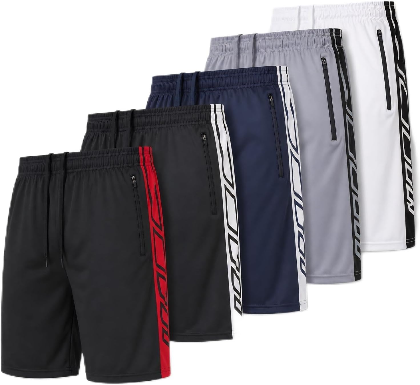 Ultra Performance Mens 5 Pack Athletic Running Shorts, Loose fit Basketball Gym Workout Shorts for Men with Zippered Pockets