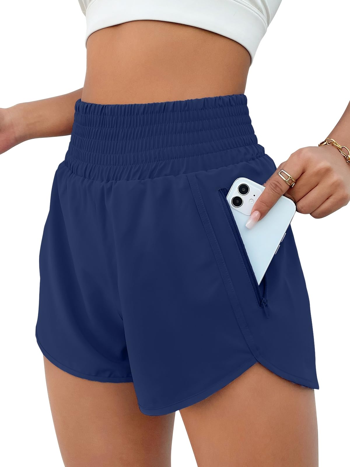 BMJL Women's Athletic Shorts High Waisted Running Short Pocket 2.5" Sporty Shorts Gym Workout Shorts