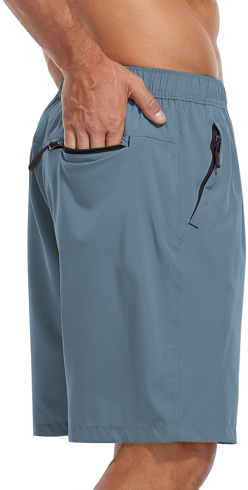 SPOSULEI Men's Athletic Hiking Shorts Water Resistant Quick-Dry Lightweight Outdoor Sweat Shorts with Zipper Pockets