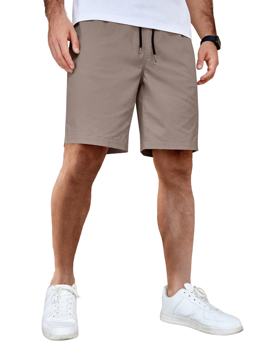 COOFANDY Men's Casual Shorts Cotton Elastic Waist Drawstring Shorts Lightweight Summer Beach Shorts