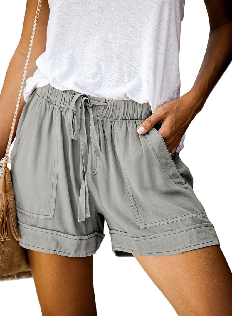 YOCUR Womens Lightweight Shorts Casual Baggy Trendy Hot Pants Elastic Waist Drawstring Comfy Shorts