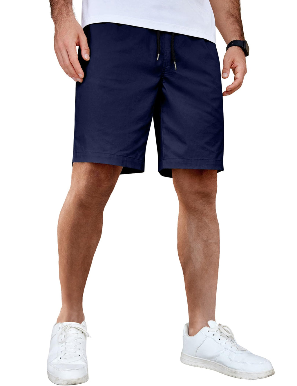 COOFANDY Men's Casual Shorts Cotton Elastic Waist Drawstring Shorts Lightweight Summer Beach Shorts