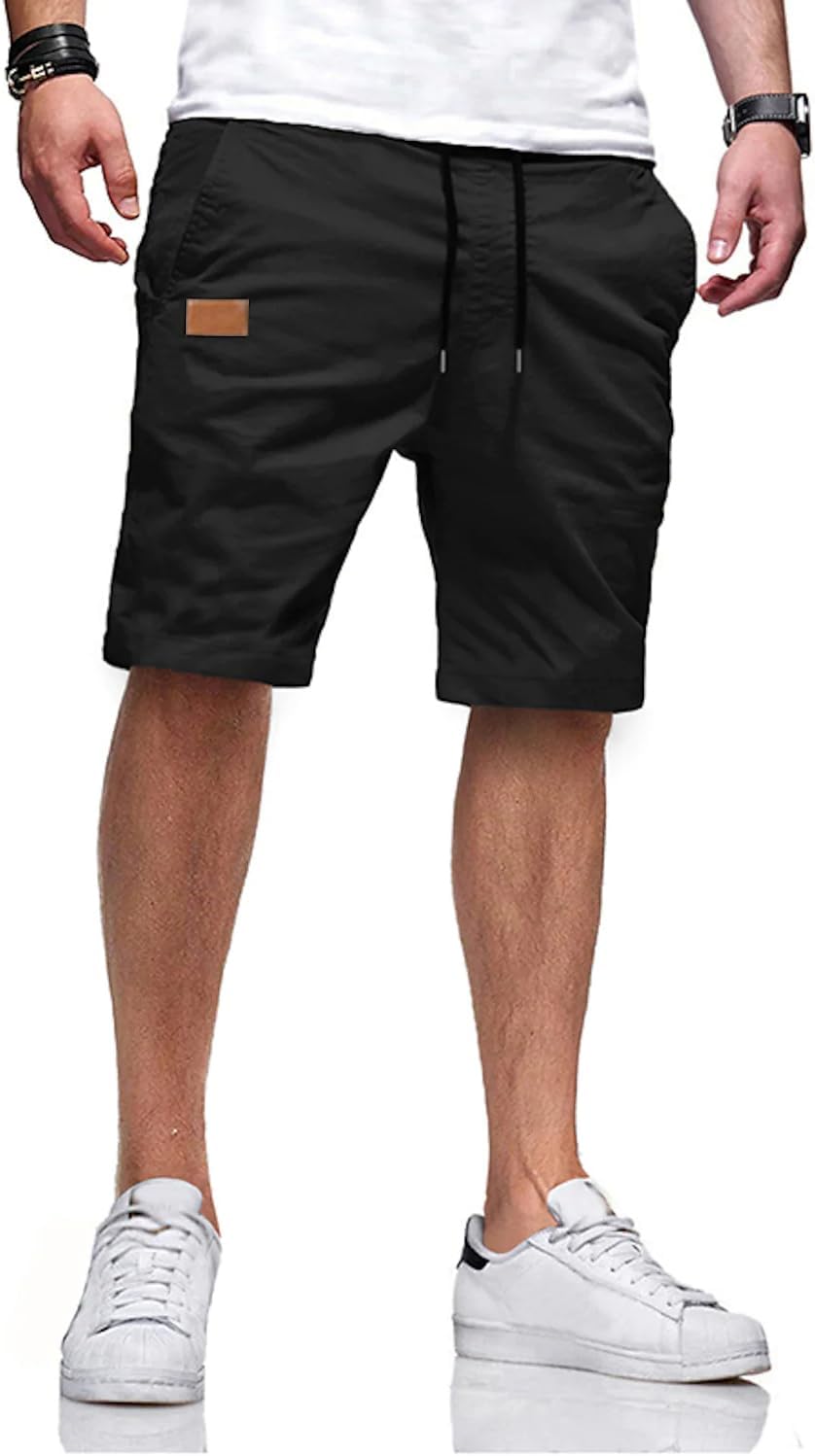 JMIERR Mens Cotton Stretch Shorts Casual Drawstring Twill Chino Shorts | Drawstring Waist, Phone Pockets, Golf, Summer Beach Cruise Outfits, Machine Wash