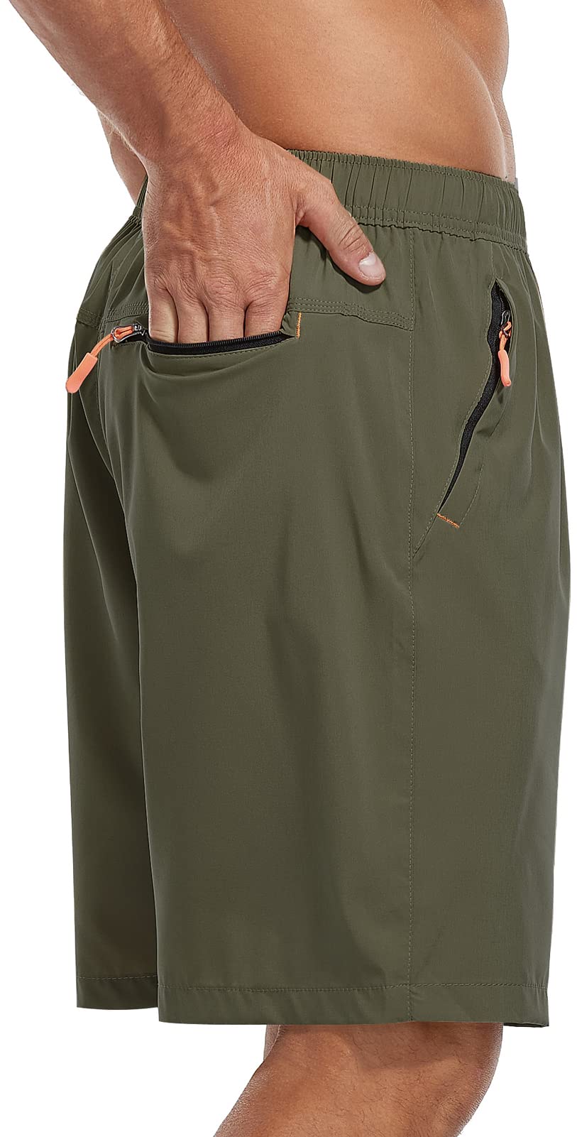 SPOSULEI Men's Athletic Hiking Shorts Water Resistant Quick-Dry Lightweight Outdoor Sweat Shorts with Zipper Pockets
