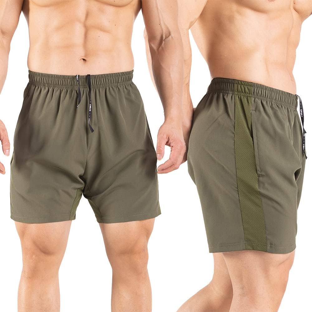 Gaglg Men's 5" Running Shorts 2 Pack Quick Dry Athletic Workout Gym Shorts with Zipper Pockets