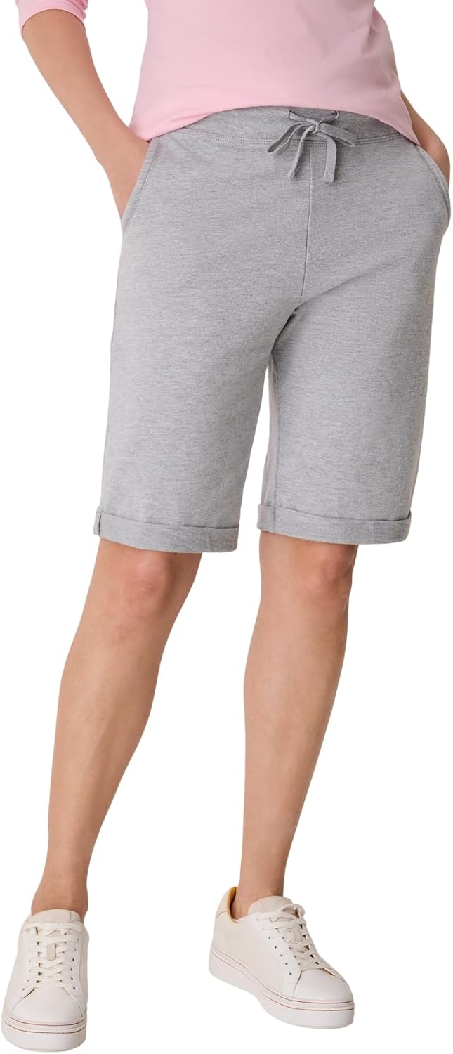 Hanes Women's Shorts, French Terry Bermuda Pocket Shorts, Jersey Knit Fleece Shorts, Women's Bermuda Shorts, 11"