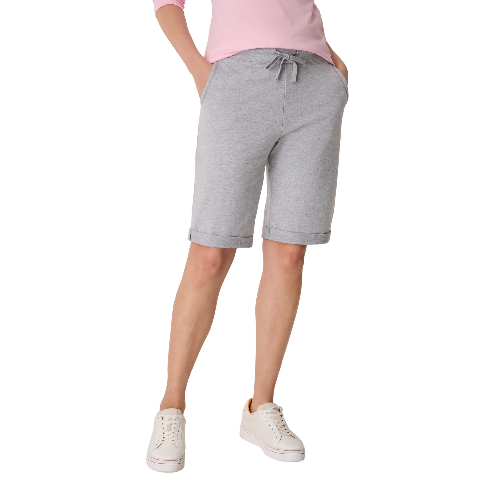 Hanes Women's Shorts, French Terry Bermuda Pocket Shorts, Jersey Knit Fleece Shorts, Women's Bermuda Shorts, 11"