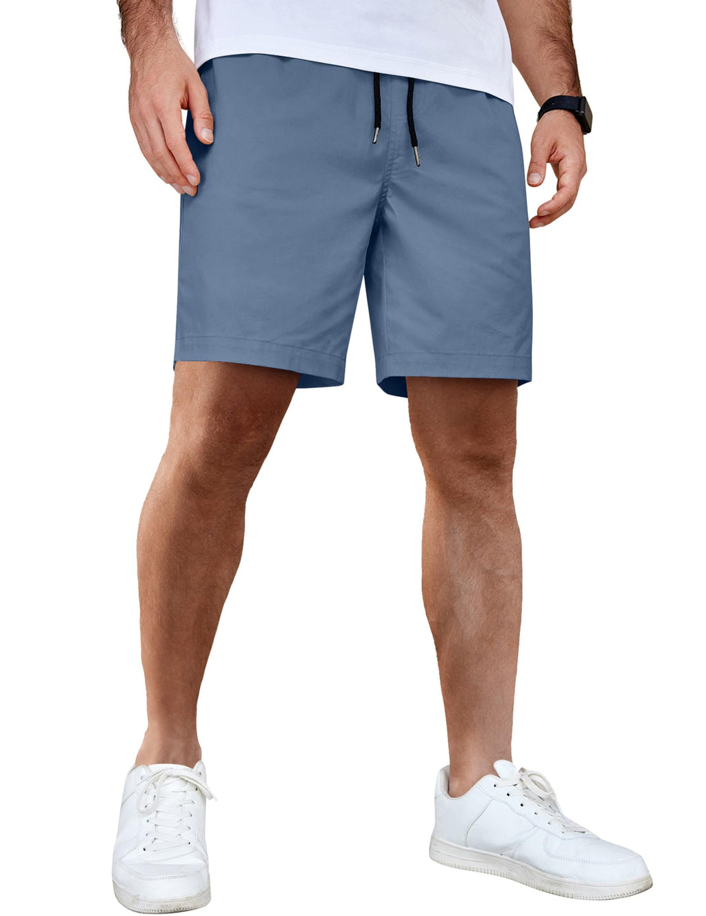 COOFANDY Men's Casual Shorts Cotton Elastic Waist Drawstring Shorts Lightweight Summer Beach Shorts