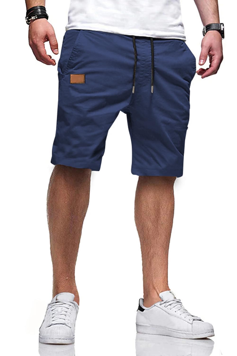 JMIERR Mens Cotton Stretch Shorts Casual Drawstring Twill Chino Shorts | Drawstring Waist, Phone Pockets, Golf, Summer Beach Cruise Outfits, Machine Wash
