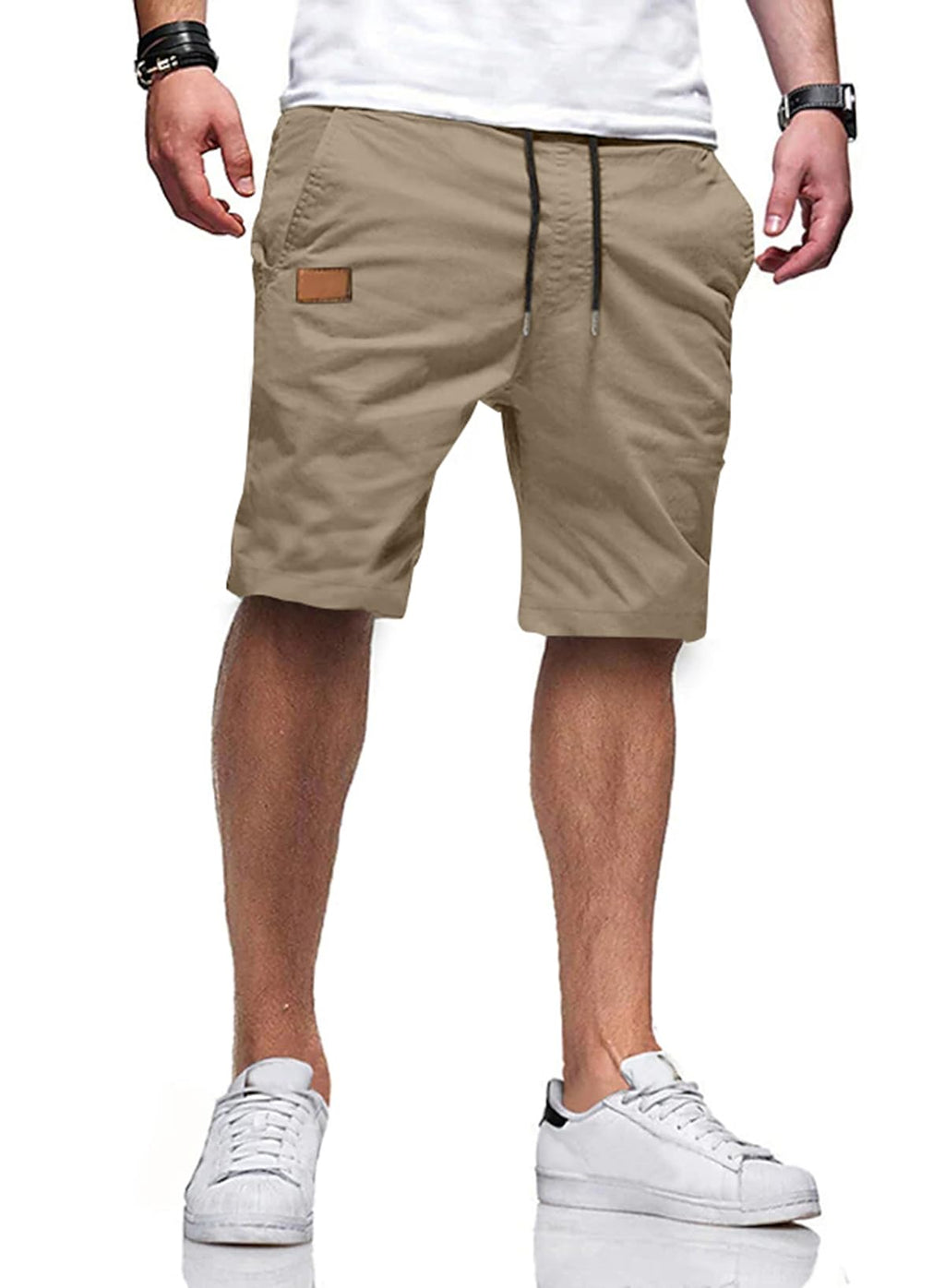 JMIERR Mens Cotton Stretch Shorts Casual Drawstring Twill Chino Shorts | Drawstring Waist, Phone Pockets, Golf, Summer Beach Cruise Outfits, Machine Wash