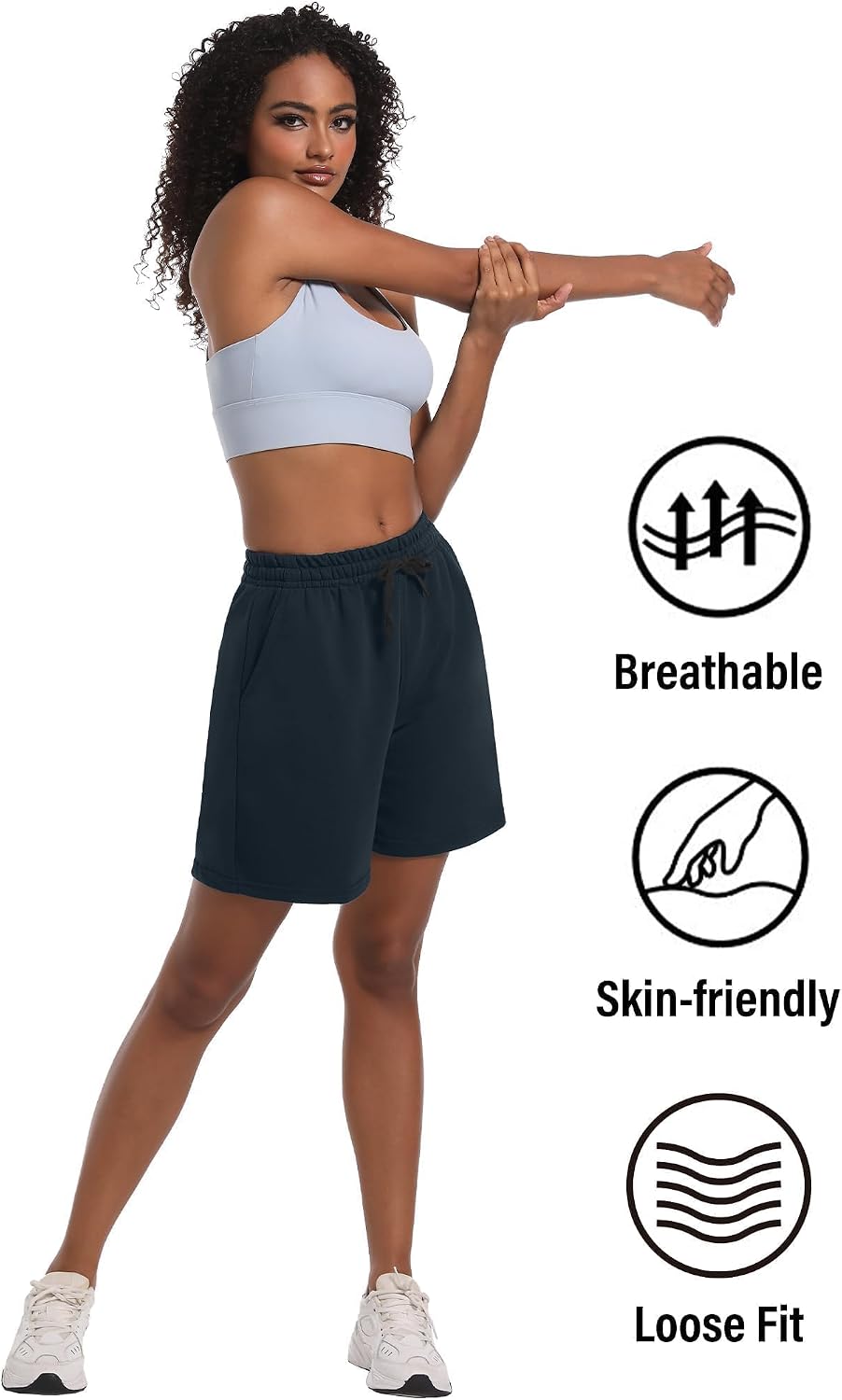 Dalavch 4 Pack Women's Summer Sweat Shorts Cotton Comfy Drawstring Shorts for Casual Lounge Sport Athletic with Pockets
