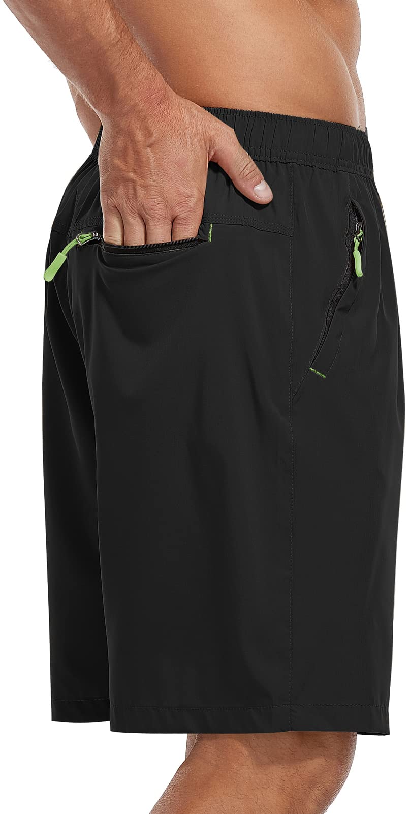 SPOSULEI Men's Athletic Hiking Shorts Water Resistant Quick-Dry Lightweight Outdoor Sweat Shorts with Zipper Pockets